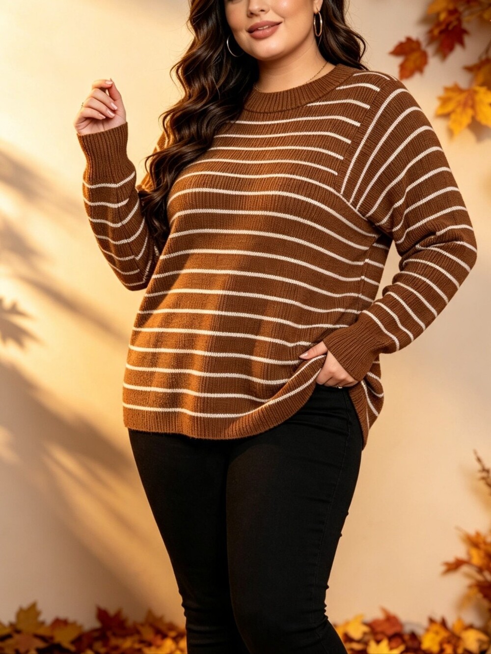 Ricki's Striped Crewneck Knit Sweater Women's XL Soft Cotton